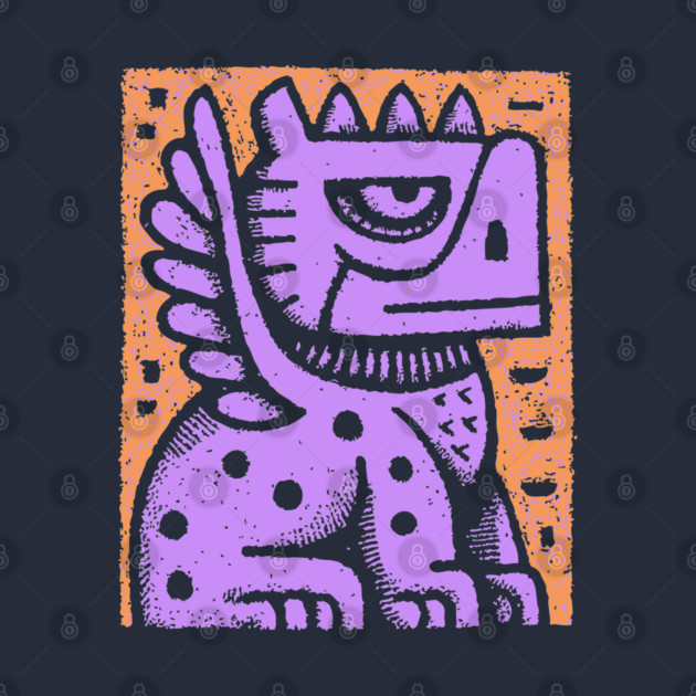 Mythical Griffin Folk Art Print by TuncGK