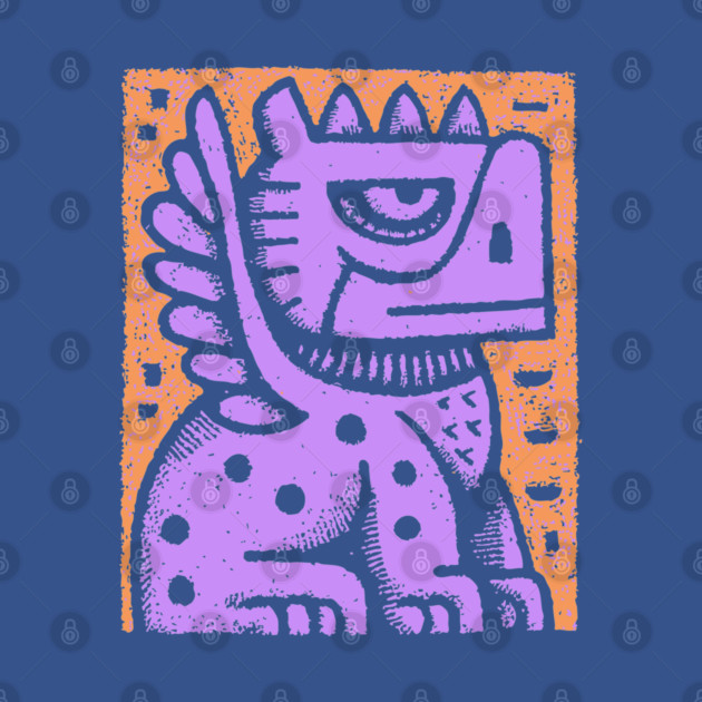 Mythical Griffin Folk Art Print by TuncGK