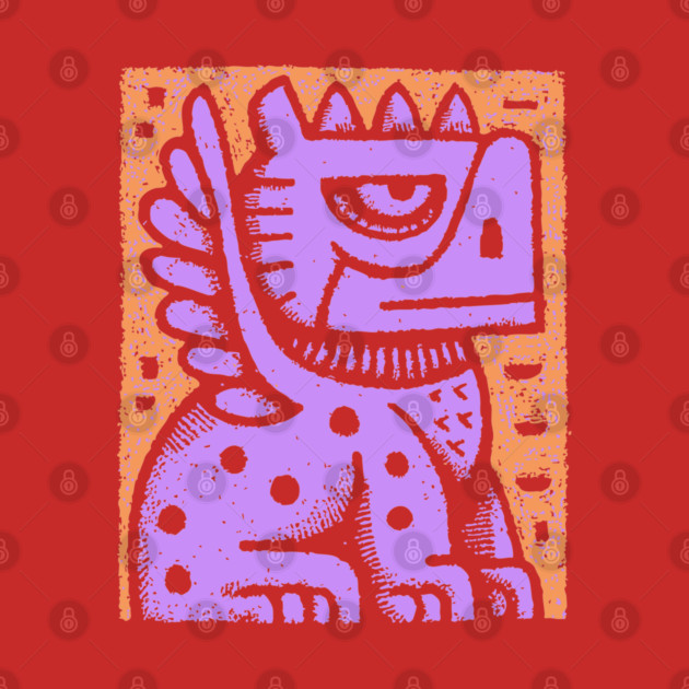 Mythical Griffin Folk Art Print by TuncGK