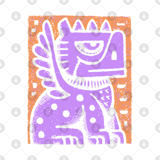 Mythical Griffin Folk Art Print by TuncGK