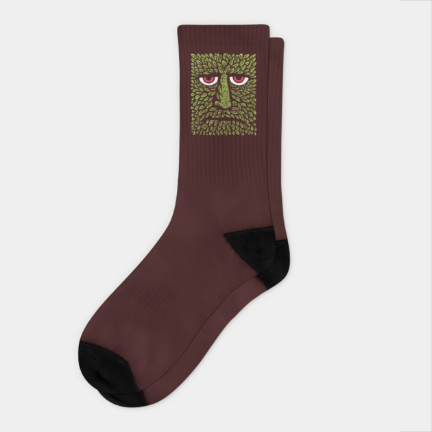 Green Man Forest Spirit Woodcut Socks by TuncGK