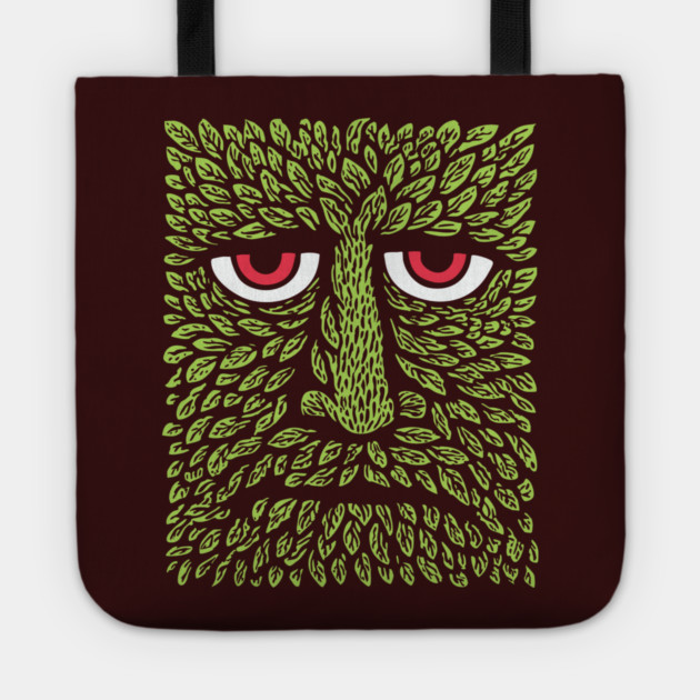 Green Man Forest Spirit Woodcut Tote by TuncGK