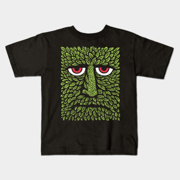 Green Man Forest Spirit Woodcut Kids T-Shirt by TuncGK
