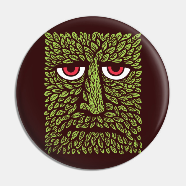 Green Man Forest Spirit Woodcut Pin by TuncGK