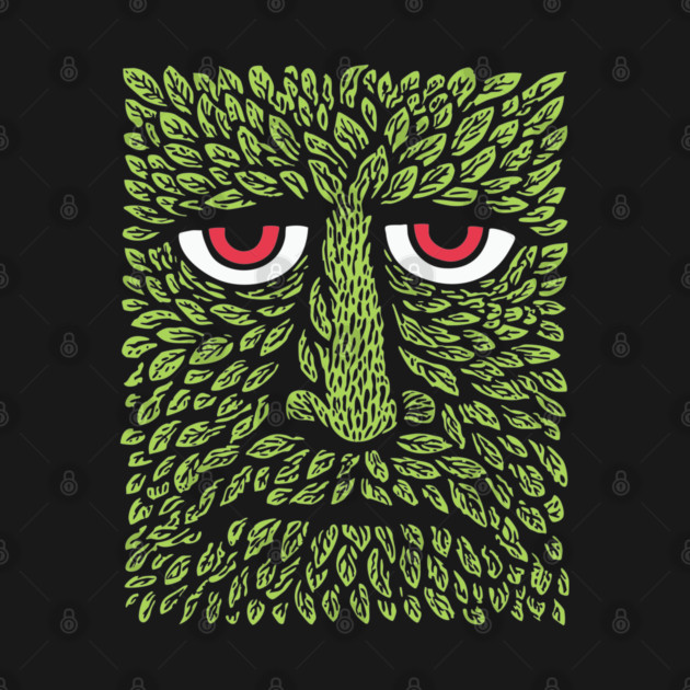 Green Man Forest Spirit Woodcut by TuncGK