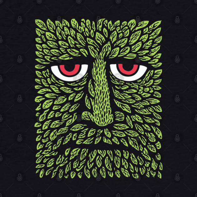 Green Man Forest Spirit Woodcut by TuncGK