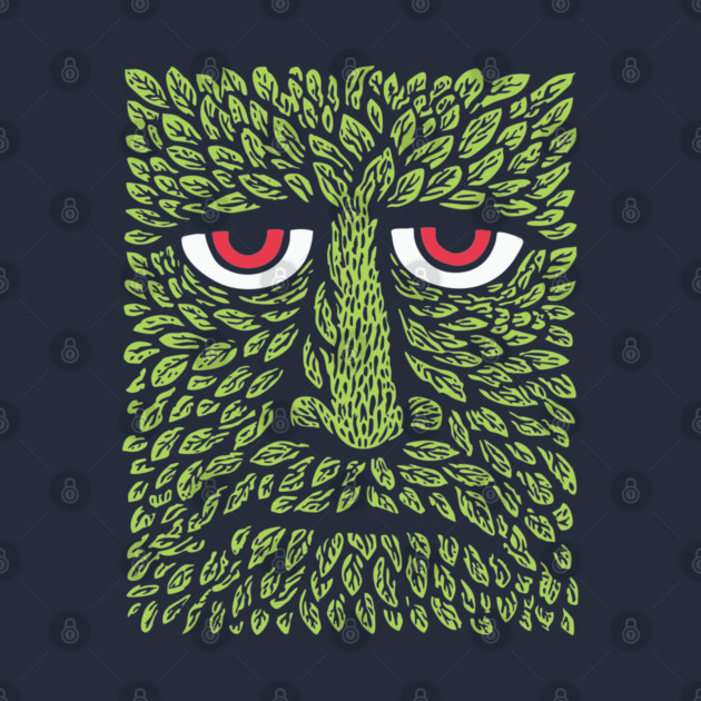 Green Man Forest Spirit Woodcut by TuncGK