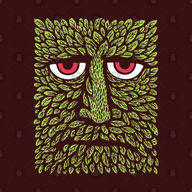 Green Man Forest Spirit Woodcut by TuncGK