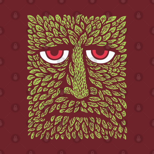 Green Man Forest Spirit Woodcut by TuncGK