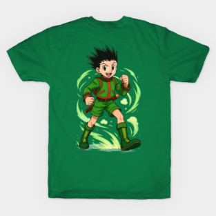 Adventurous Rookie Hunter Anime Art | Green Aura Character Design | Adventure Energy Tee T-Shirt