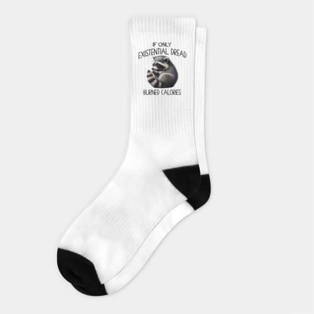 If Only Existential Dread Burned Calories, adorable very concerned raccoon. Socks by Luxinda