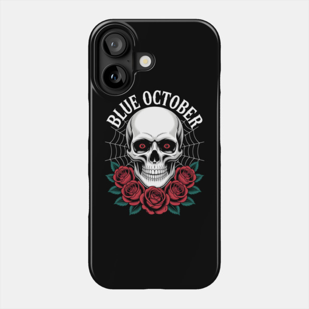 Blue October Skull Roses Gothic Band Phone Case by norhando