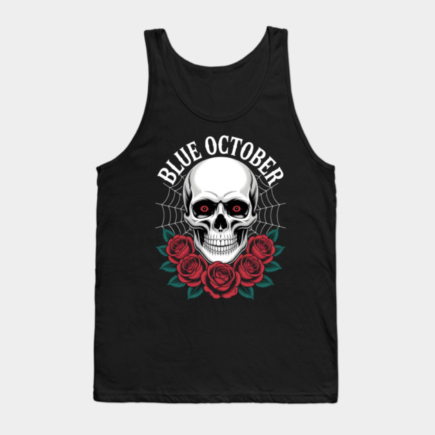 Blue October Skull Roses Gothic Band Tank Top by norhando