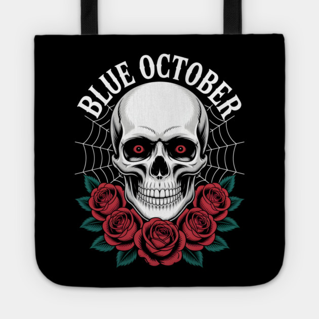 Blue October Skull Roses Gothic Band Tote by norhando