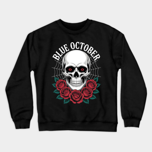 Blue October Skull Roses Gothic Band Crewneck Sweatshirt by norhando