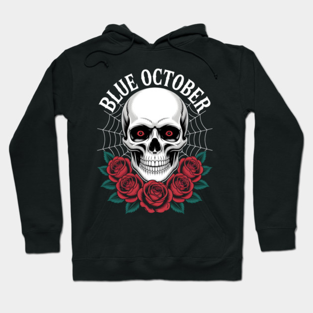 Blue October Skull Roses Gothic Band Hoodie by norhando