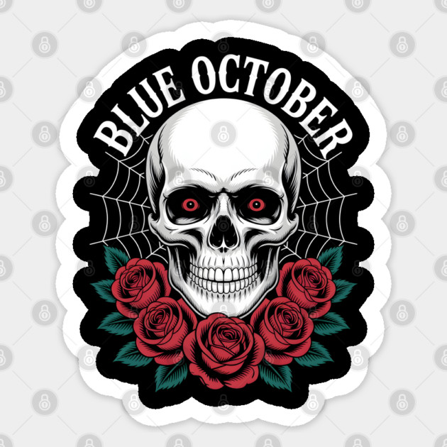 Blue October Skull Roses Gothic Band Sticker by norhando