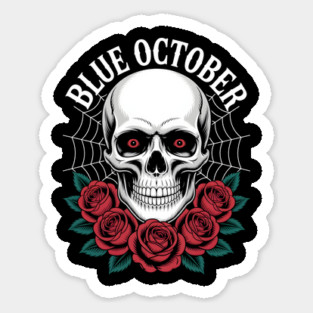 Blue October Skull Roses Gothic Band Magnet