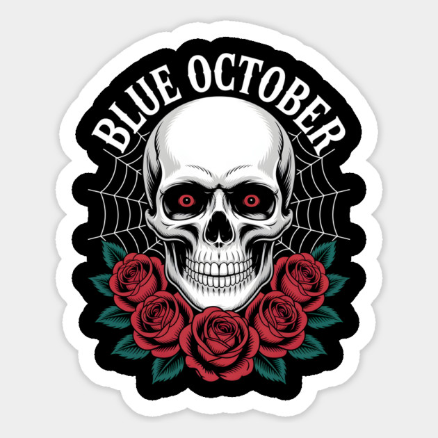 Blue October Skull Roses Gothic Band Magnet by norhando