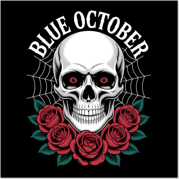 Blue October Skull Roses Gothic Band Wall Art by norhando