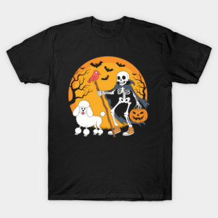 Halloween Dog Skeleton Leads Dog Halloween Poodle T-Shirt