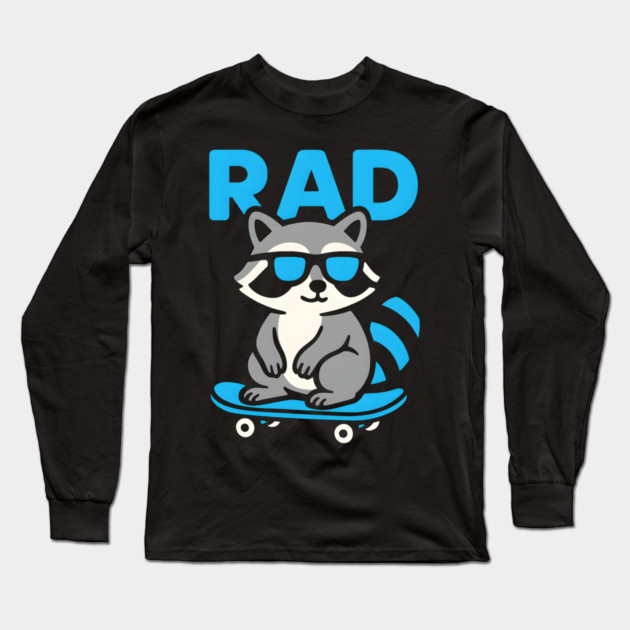 RAD Raccoon Skateboard Design – Cool Skater Raccoon Graphic Long Sleeve T-Shirt by MakerMind8.2