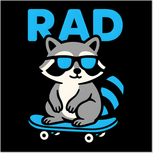 RAD Raccoon Skateboard Design – Cool Skater Raccoon Graphic Wall Art by MakerMind8.2