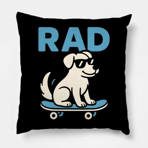 RAD Dog Skateboard Design – Cool Skater Dog Graphic Pillow by MakerMind8.2
