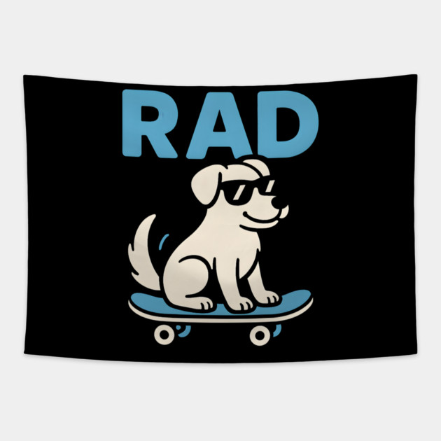 RAD Dog Skateboard Design – Cool Skater Dog Graphic Tapestry by MakerMind8.2