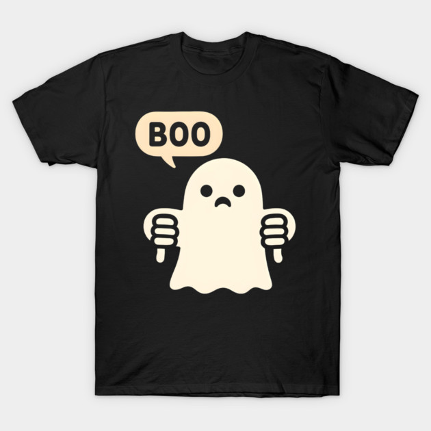 Sad Ghost Saying “Boo” – Funny Halloween Ghost Graphic T-Shirt by MakerMind8.2