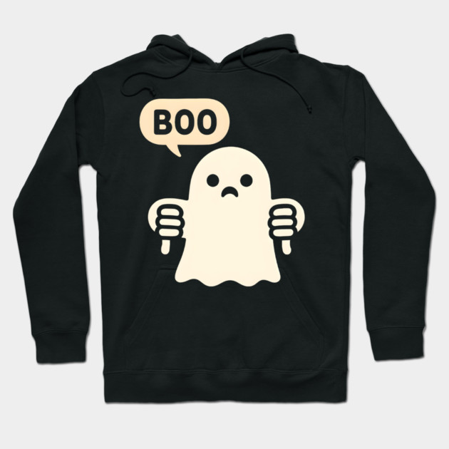 Sad Ghost Saying “Boo” – Funny Halloween Ghost Graphic Hoodie by MakerMind8.2