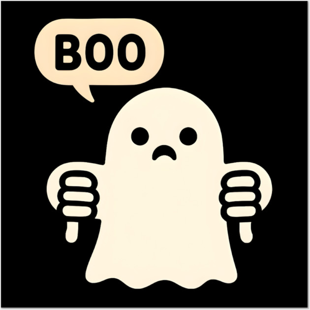 Sad Ghost Saying “Boo” – Funny Halloween Ghost Graphic Wall Art by MakerMind8.2