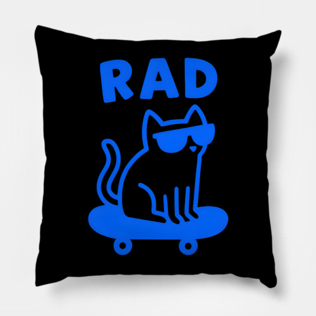 RAD Cat Skateboard Design – Cool Cat Skater Graphic Pillow by MakerMind8.2