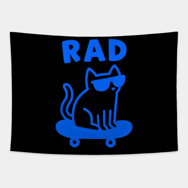 RAD Cat Skateboard Design – Cool Cat Skater Graphic Tapestry by MakerMind8.2