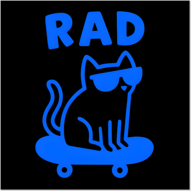 RAD Cat Skateboard Design – Cool Cat Skater Graphic Wall Art by MakerMind8.2