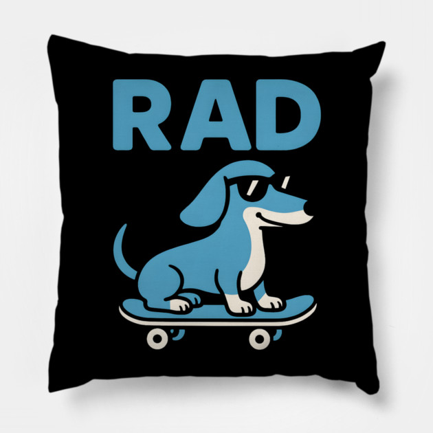 RAD Dog Skateboard Design – Cool Dachshund Skater Graphic Pillow by MakerMind8.2