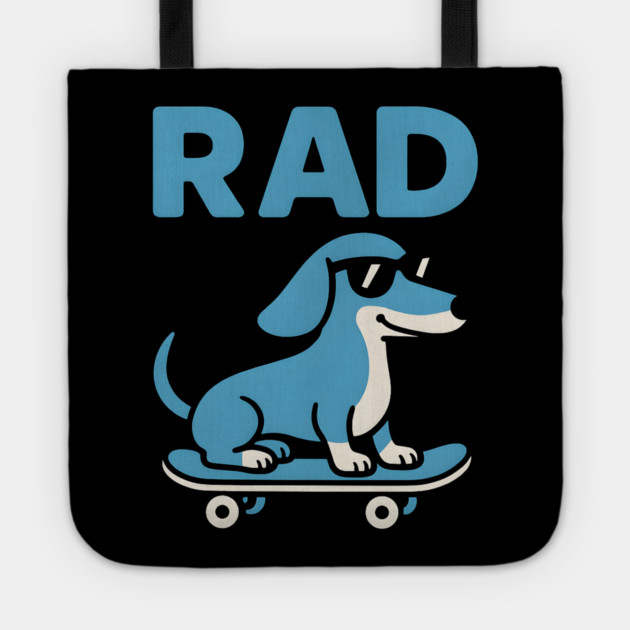RAD Dog Skateboard Design – Cool Dachshund Skater Graphic Tote by MakerMind8.2