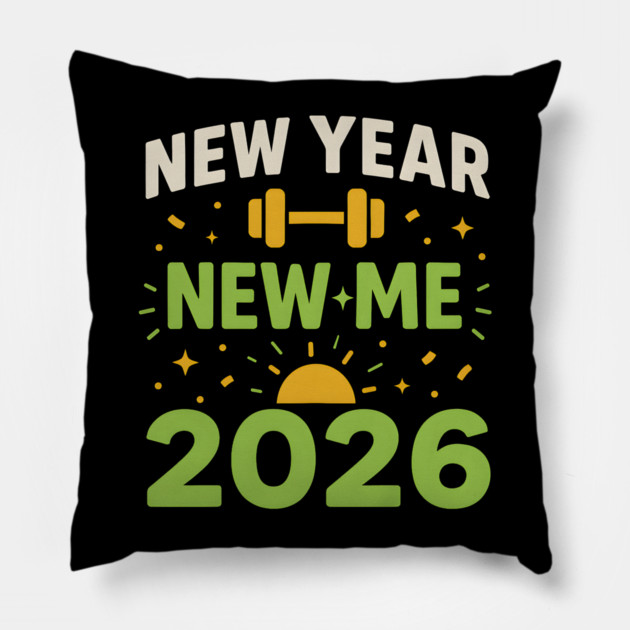 New Year New Me 2026 Fitness Motivation Graphic Pillow by MakerMind8.2