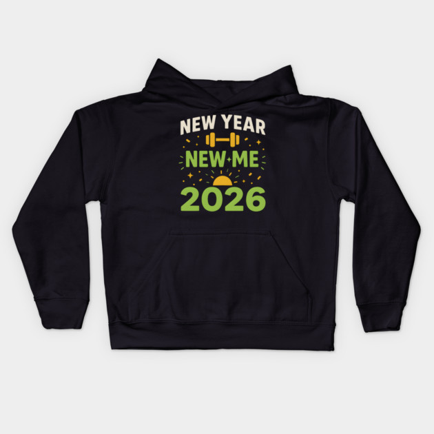 New Year New Me 2026 Fitness Motivation Graphic Kids Hoodie by MakerMind8.2