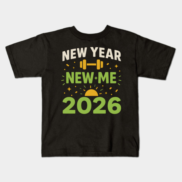 New Year New Me 2026 Fitness Motivation Graphic Kids T-Shirt by MakerMind8.2