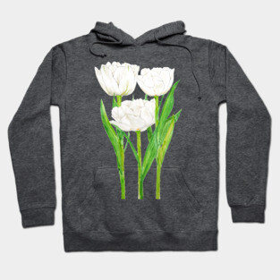 white tulip flowers Hoodie