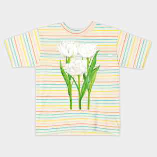 white tulip flowers Kids T-Shirt