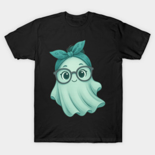 Halloween Ghost Girl with Glasses | Cute Eyeglass Costume T-Shirt