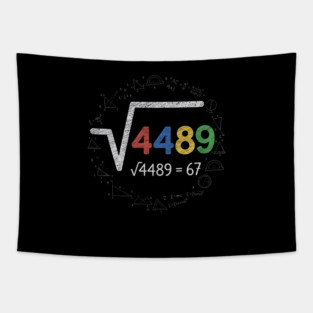 Six Seven | 67 Math Meme | √4489 Chalkboard Nerd Humor Design Tapestry