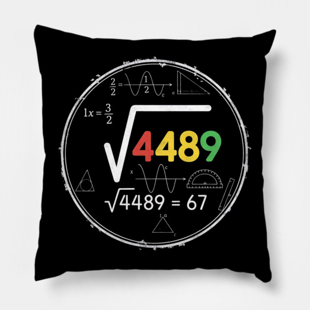 Six Seven | 67 Math Meme | √4489 Chalkboard Nerd Humor Design Pillow by ArtistTee ⭐⭐⭐⭐⭐