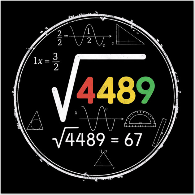Six Seven | 67 Math Meme | √4489 Chalkboard Nerd Humor Design Wall Art by ArtistTee ⭐⭐⭐⭐⭐
