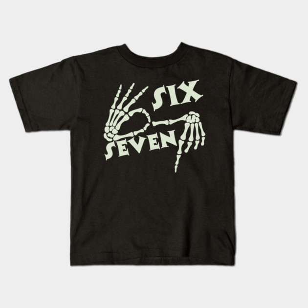 67 Skeleton Hand Sign Halloween Meme Kids T-Shirt by The WYLD Tribe