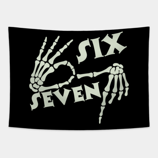 67 Skeleton Hand Sign Halloween Meme Tapestry by The WYLD Tribe