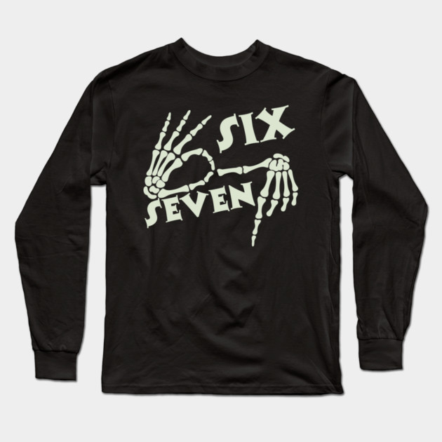 67 Skeleton Hand Sign Halloween Meme Long Sleeve T-Shirt by The WYLD Tribe