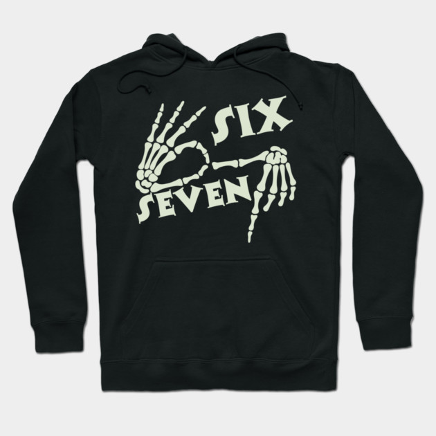 67 Skeleton Hand Sign Halloween Meme Hoodie by The WYLD Tribe